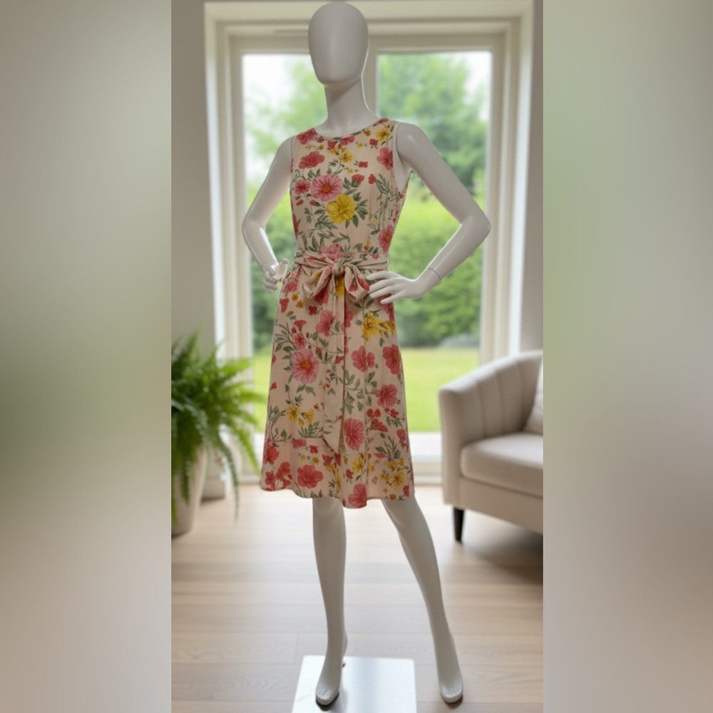 GB Girls Floral Midi Dress with Pink and Yellow Accents